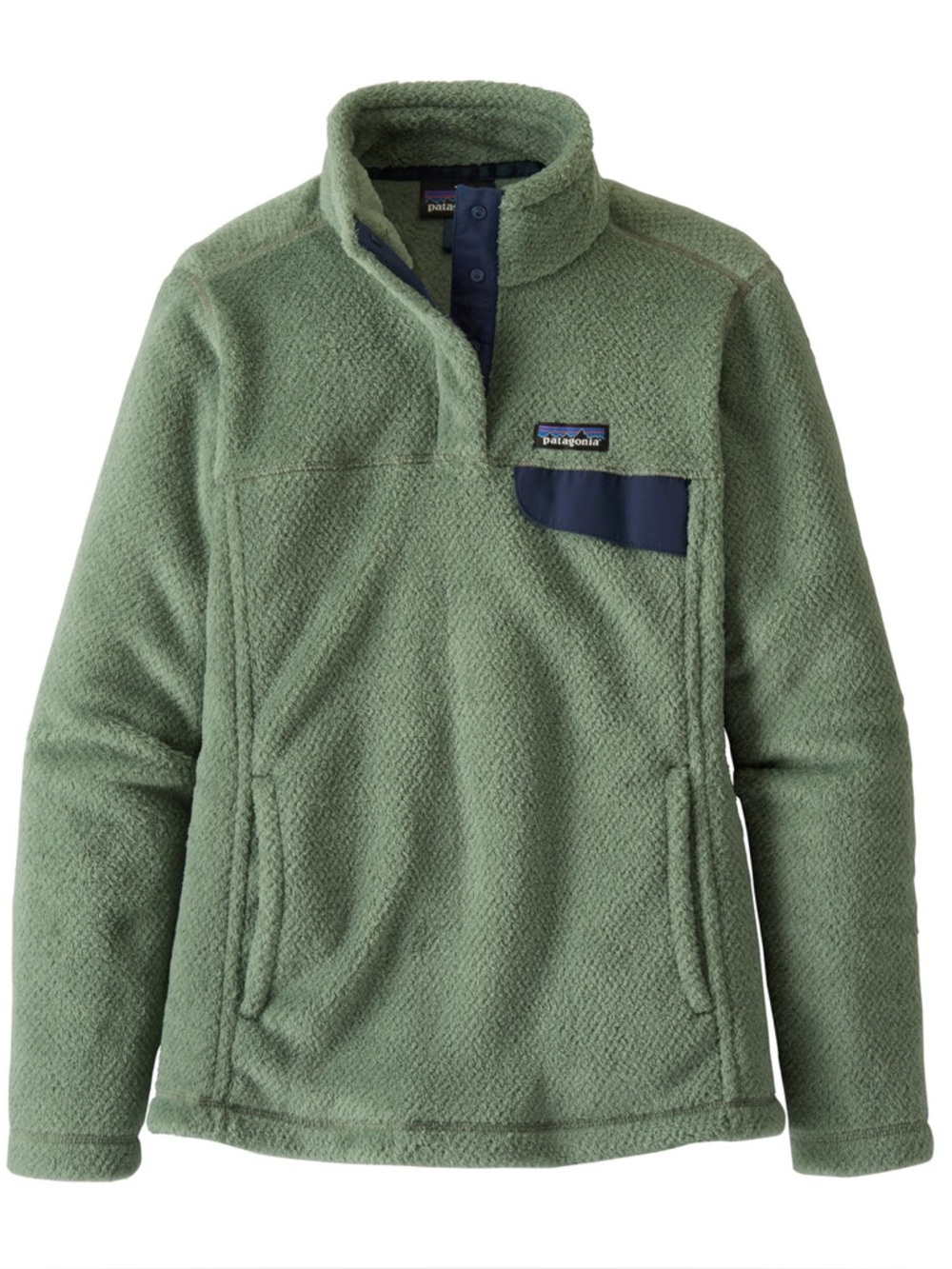 Patagonia mint green snap-T fleece with navy accents size XS NWOT